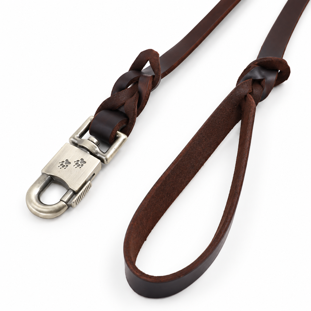 Handcrafted Genuine Leather Dog Leash, Heavy-Duty Hardware, Wear-Resistant Walking Lead for Small & Medium Dogs, Dog Accessories, Matches Dog Collar